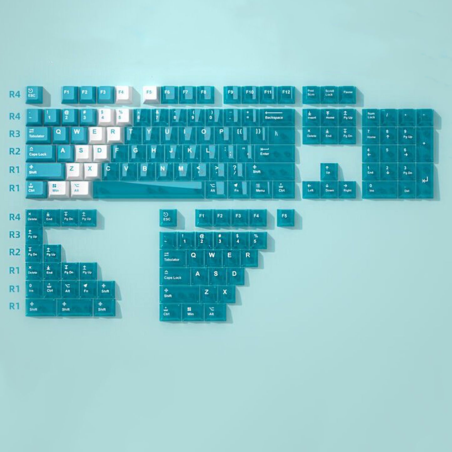 YMDK PBT+PC Transparent Keycaps Cherry Profile Shine Through Top Print Dye Sublimation Keycap for MX 61/64/68/84/87/100/104/108 MX Mechanical Keyboard