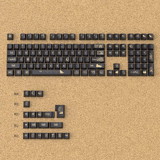 YMDK End of Time Theme 128 keys PBT Keycap Side-lit Shine Through Top Print Dye Sub Cherry Profile Custom Keycaps for MX Mechanical Keyboard