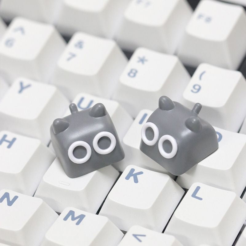 YMDK 1 pcs Cat Cute Black White Gray Purple Cartoon Resin Personalized Custom Keycaps for MX Gaming Mechanical keyboard
