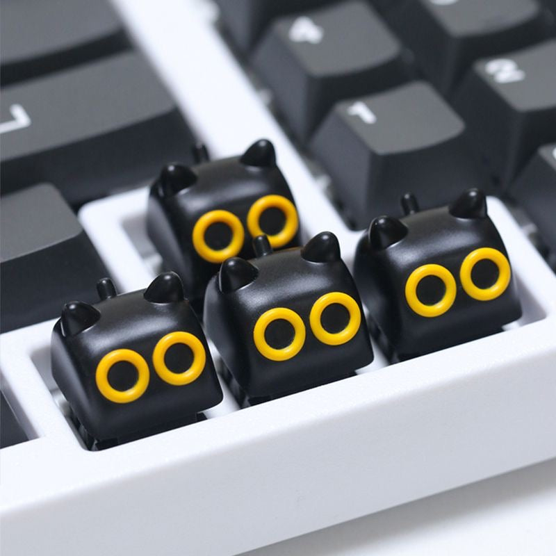 YMDK 1 pcs Cat Cute Black White Gray Purple Cartoon Resin Personalized Custom Keycaps for MX Gaming Mechanical keyboard