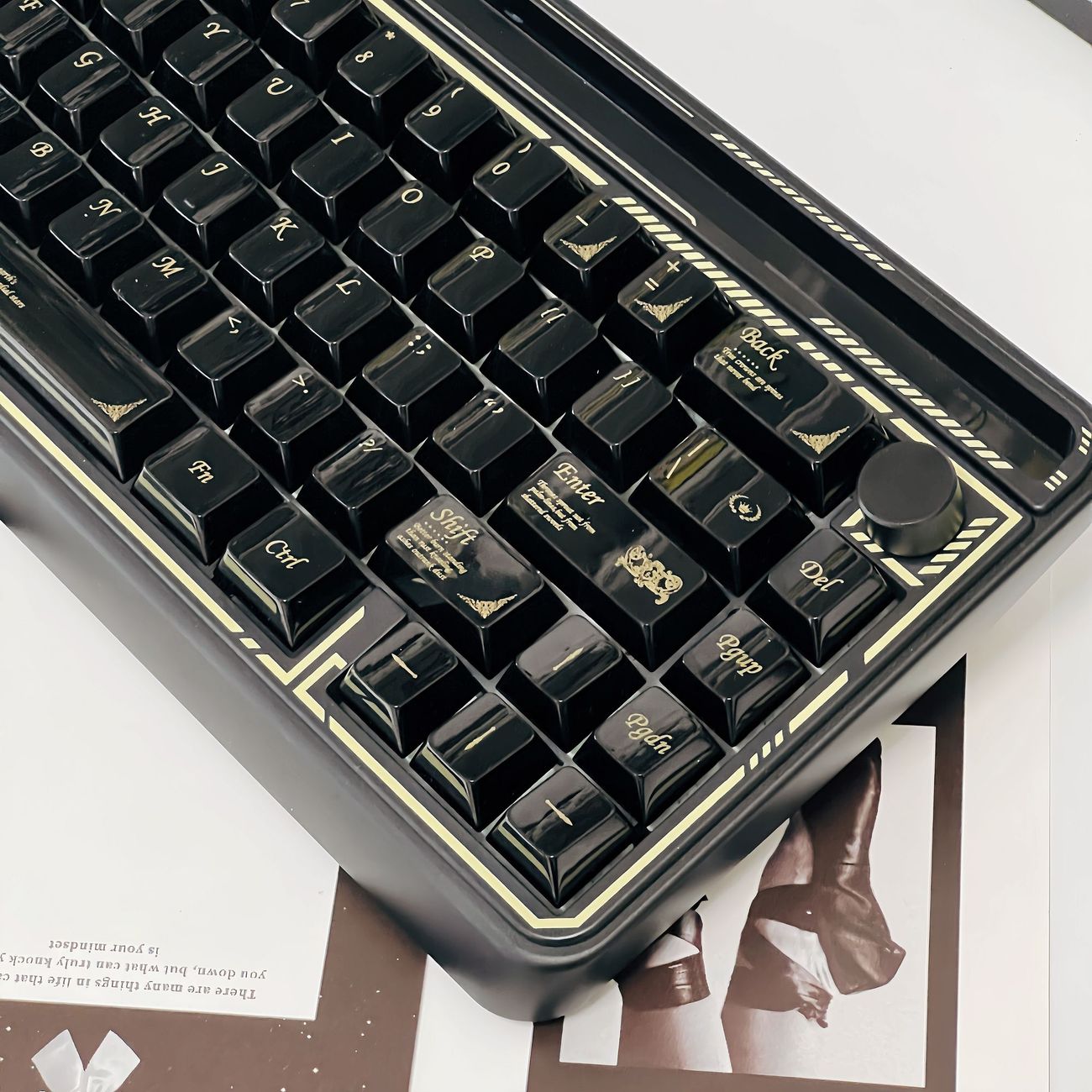 YMDK 115 Keys Black White Ceramic Feel PC Material Cherry Profile Spray Paint Keycaps for 61/68/87/98/104/108 MX Mechanical Keyboard