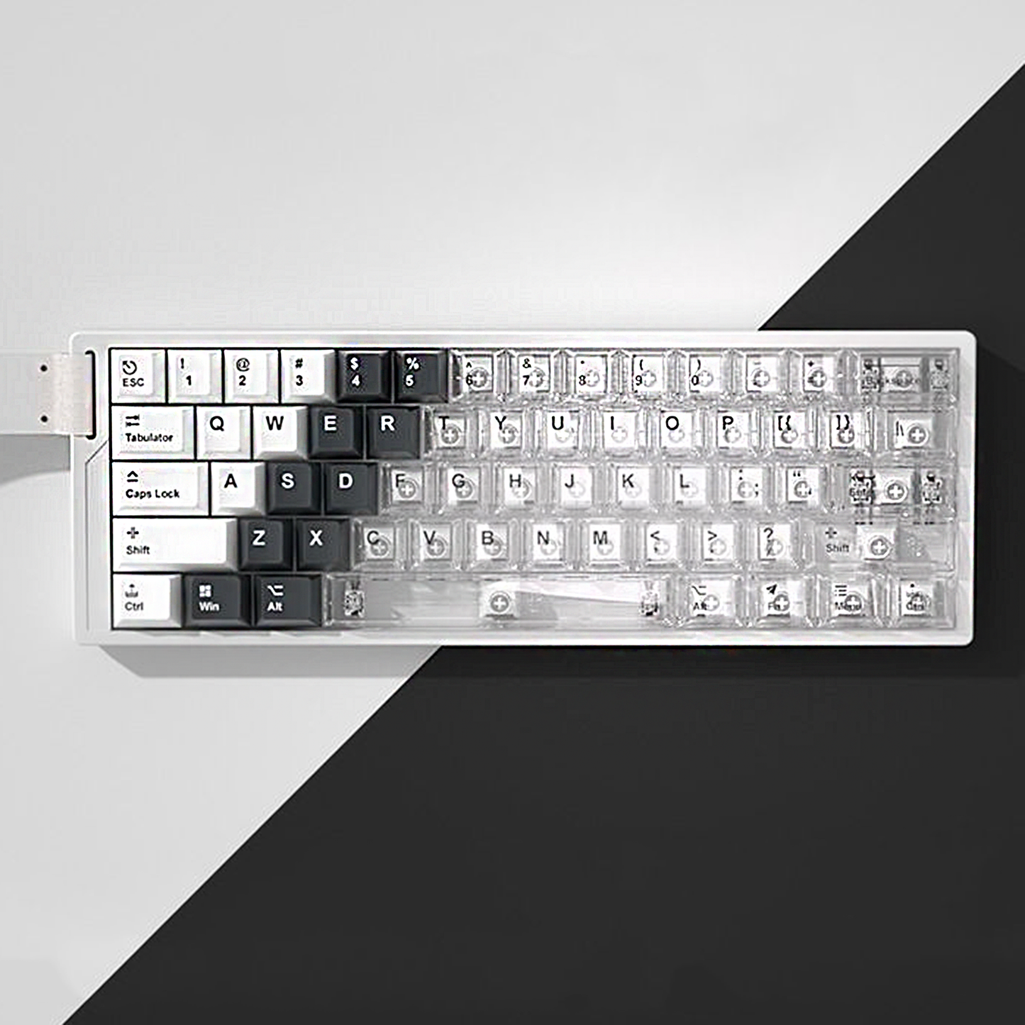 YMDK PBT+PC Transparent Keycaps Cherry Profile Shine Through Top Print Dye Sublimation Keycap for MX 61/64/68/84/87/100/104/108 MX Mechanical Keyboard