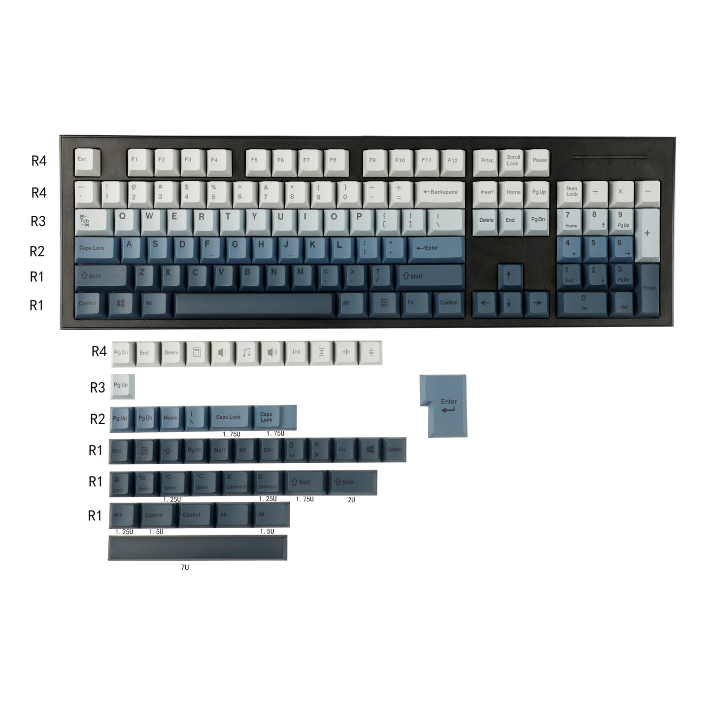 YMDK Cherry Profile Gradient Color Keycap( Dye Subbed Keycap Set Thick PBT)