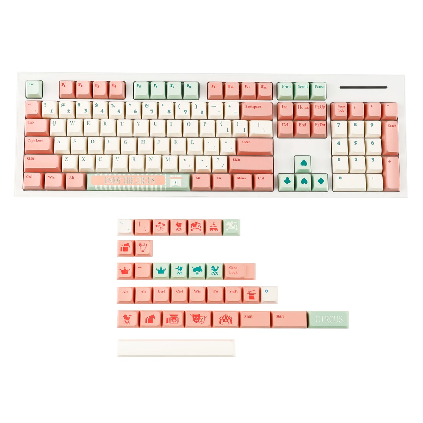 YMDK Circus Theme 138 Keycaps(MDA Profile PBT)