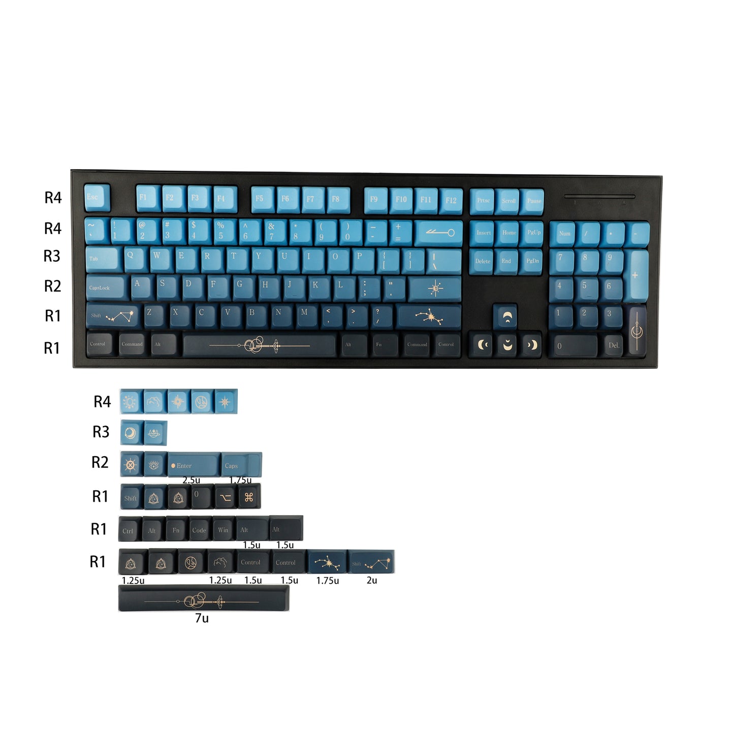 YMDK Starry Stars Theme 137 Keycaps(MDA Profile PBT)