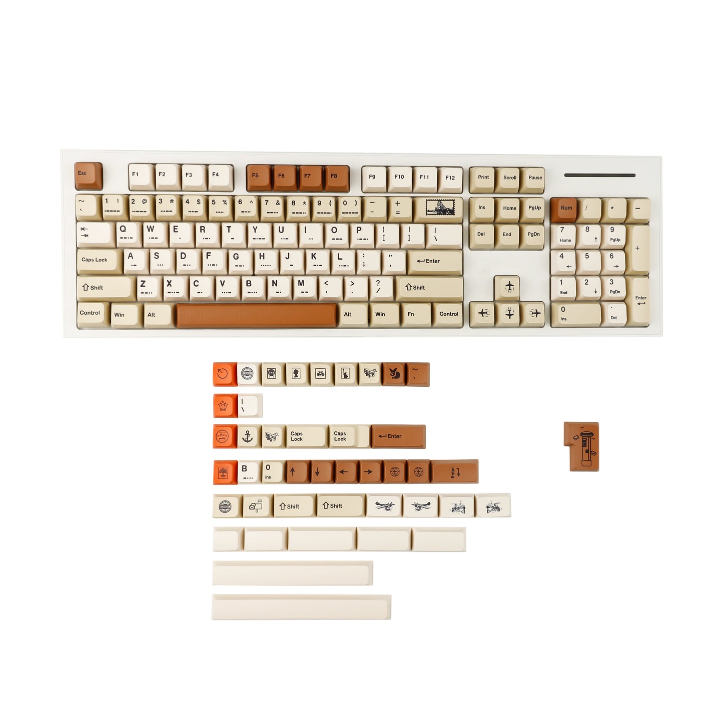 YMDK Vintage Stamp Theme 147 Keycaps(MDA Profile PBT)