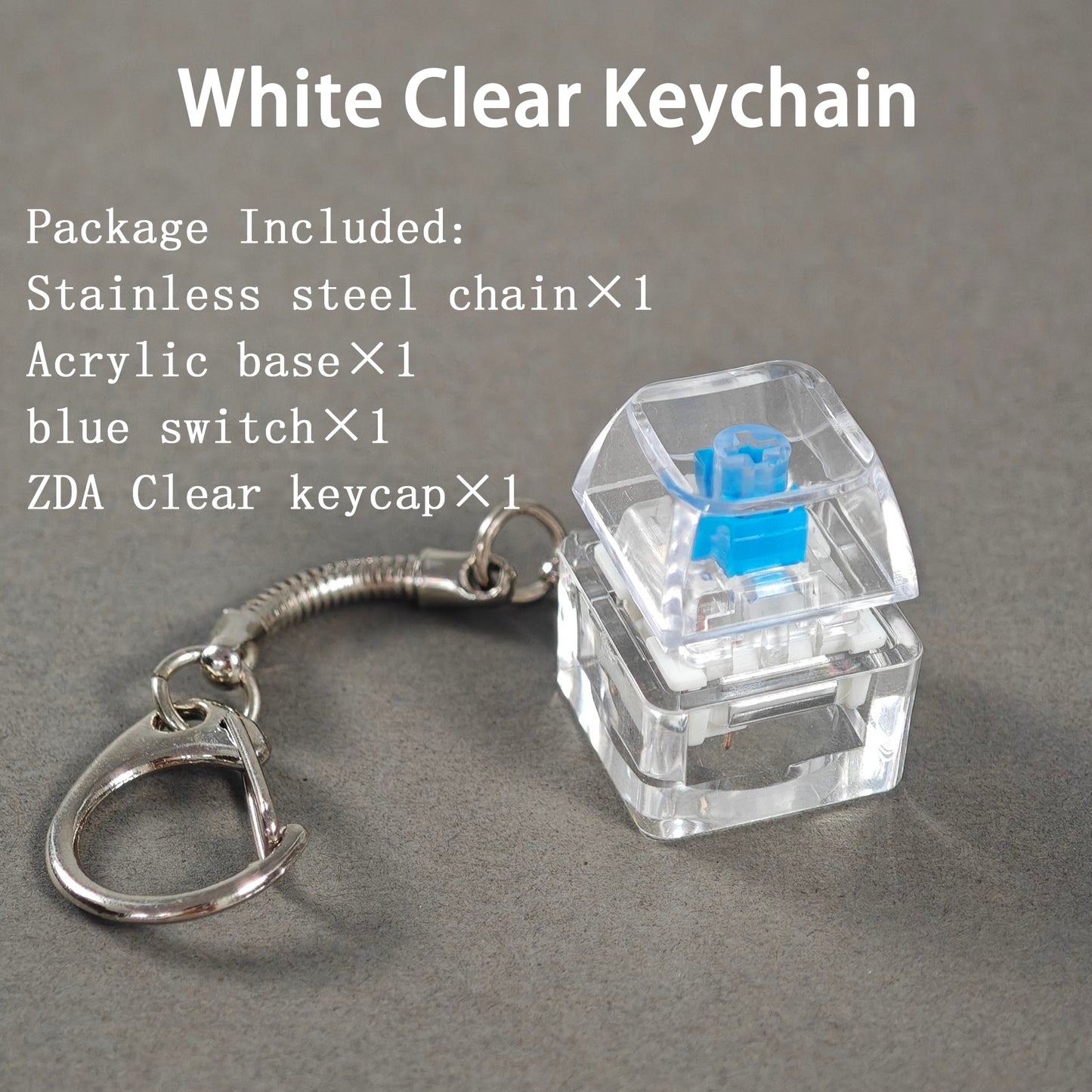 YMDK Mechanical Switch Key Toy Keychain 1U Acrylic Custom Stress Relief Gifts Toys For Keyboard Switches Tester Kit Without LED Light