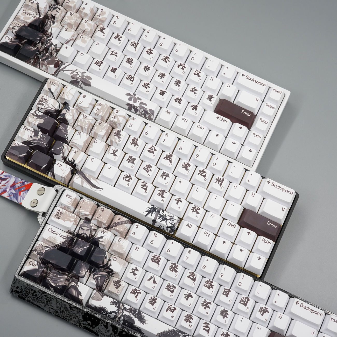 YMDK Ancient China Three Kingdoms Hero Theme Keycaps 75 Keys Cherry Profile Dye Sublimation Thick PBT Keycaps for 60/61/63/64/68 Mechanical Keyboard