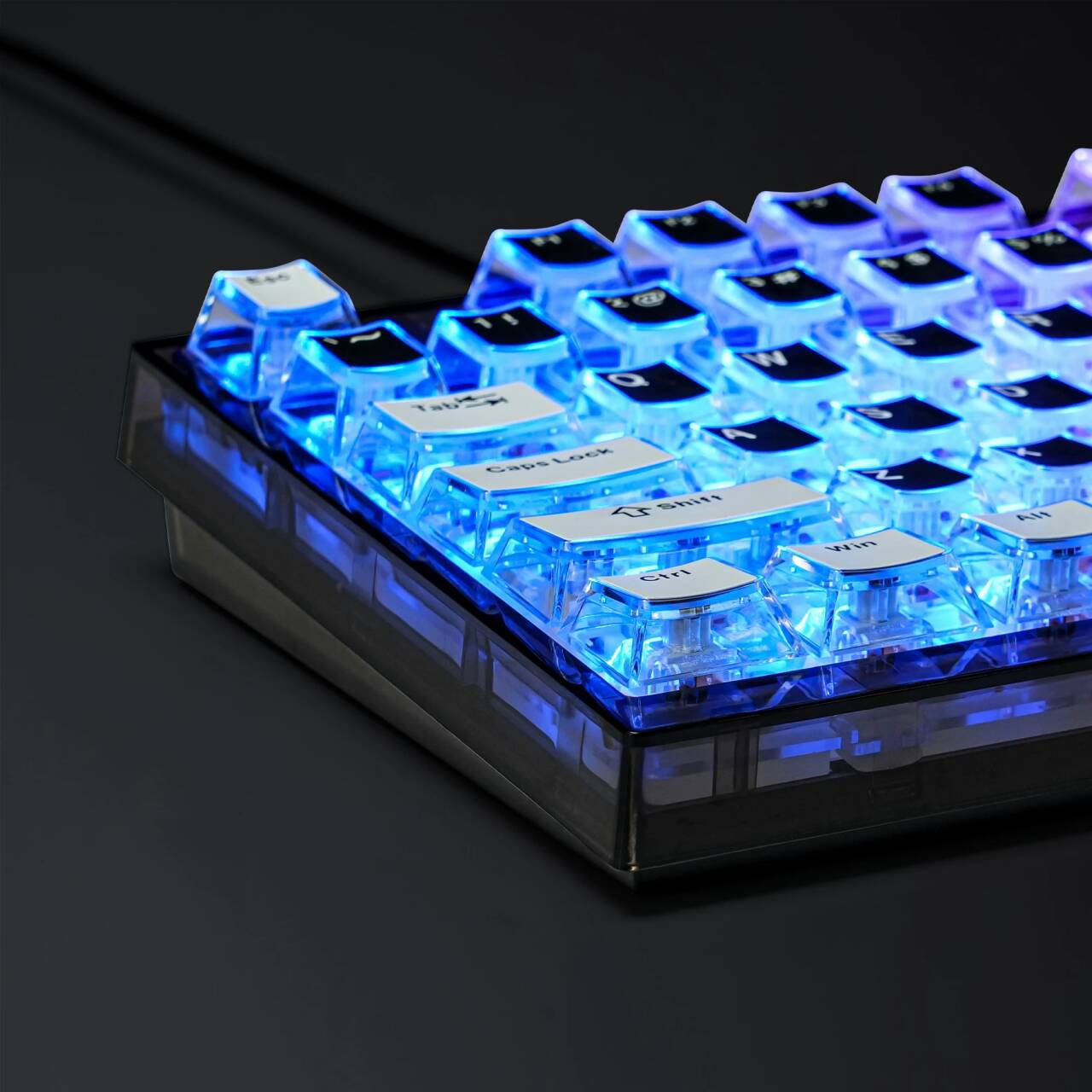 YMDK Water Cube Complete Set Keycaps Personalized Four-sided Light-transmitting Keycap Cherry Profile PBT PC for MX Mechanical Keyboard