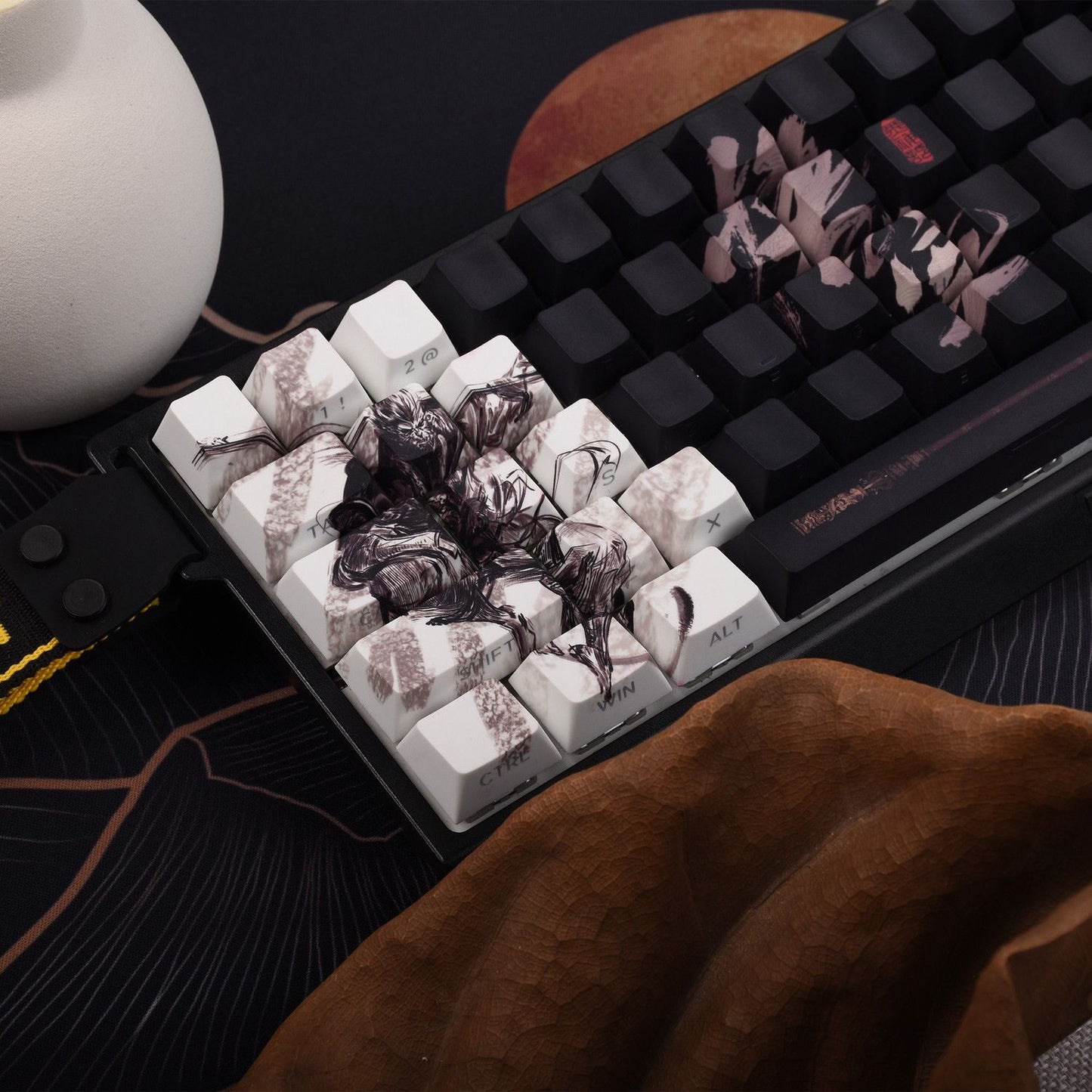 YMDK Wukong Monkey Theme Keycap 130 Key Side Print Light Transmitting PBT Dye Sublimation for Mechanical Keyboard