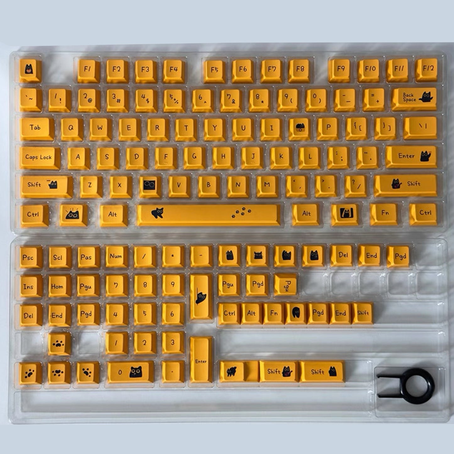 YMDK Orange Cat and Black Cat Theme 124 keys Cherry Profile Keycaps Dye Sub PBT Keycap for 65/75/87/98/100/104 MX Mechanical Keyboard