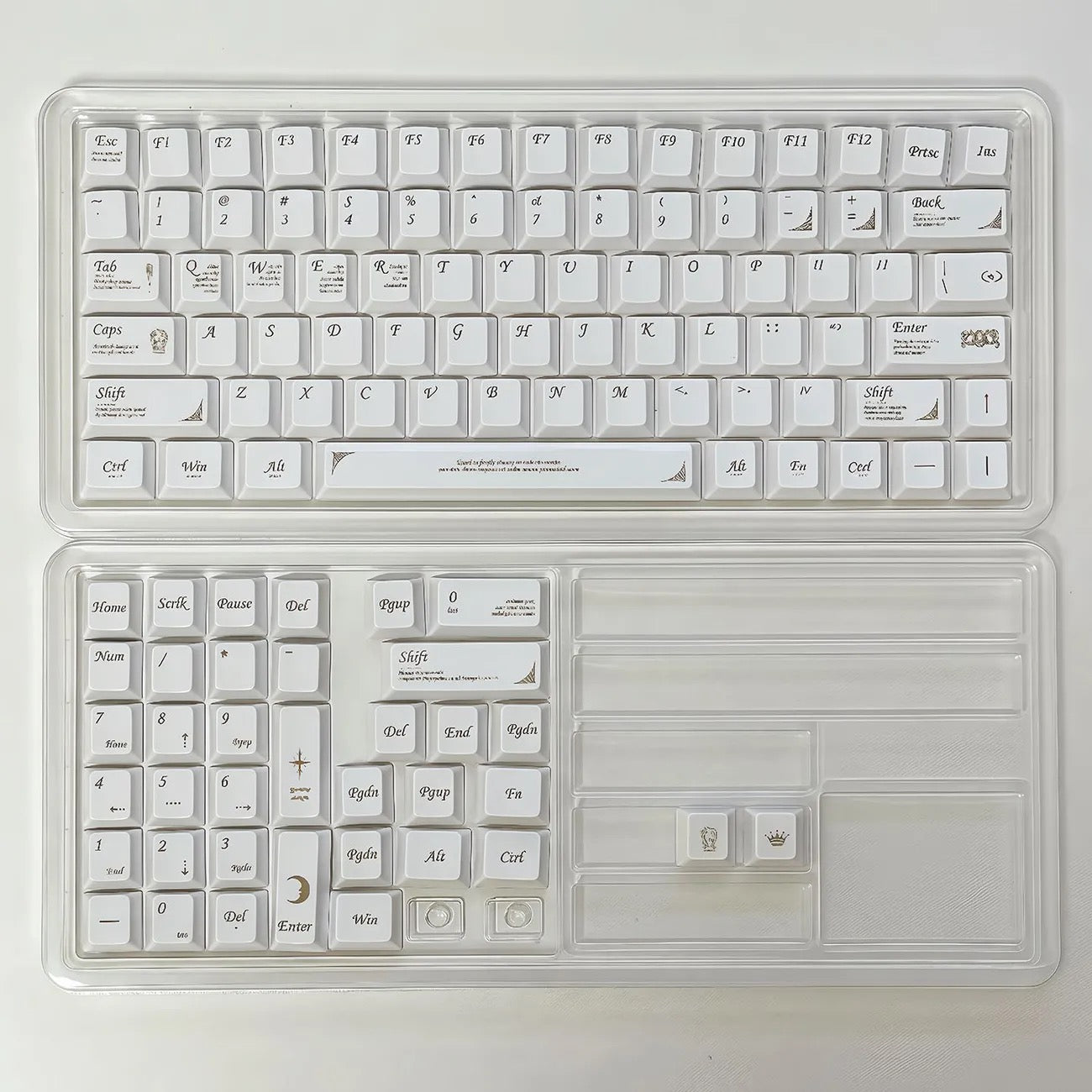 YMDK 115 Keys Black White Ceramic Feel PC Material Cherry Profile Spray Paint Keycaps for 61/68/87/98/104/108 MX Mechanical Keyboard