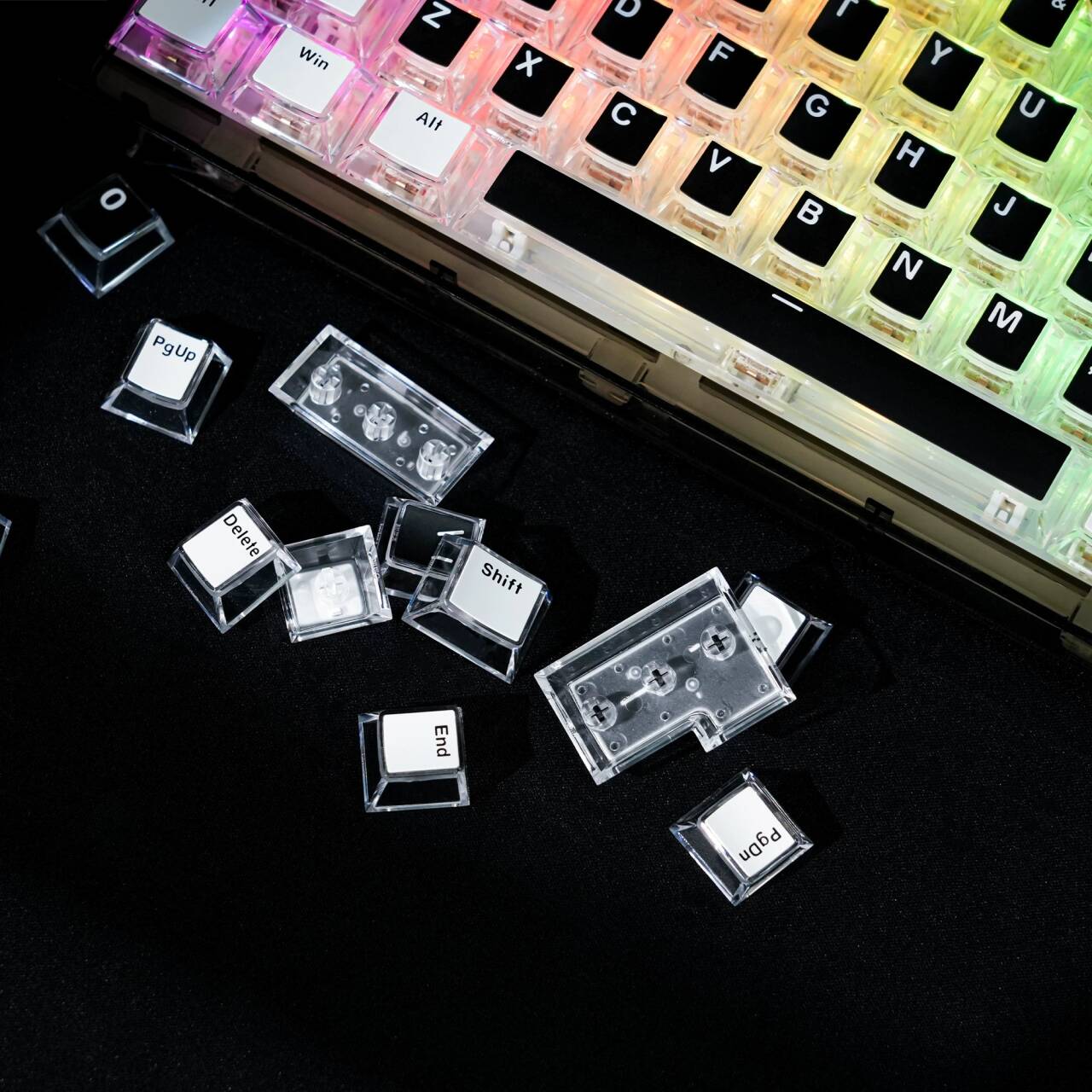 YMDK Water Cube Complete Set Keycaps Personalized Four-sided Light-transmitting Keycap Cherry Profile PBT PC for MX Mechanical Keyboard