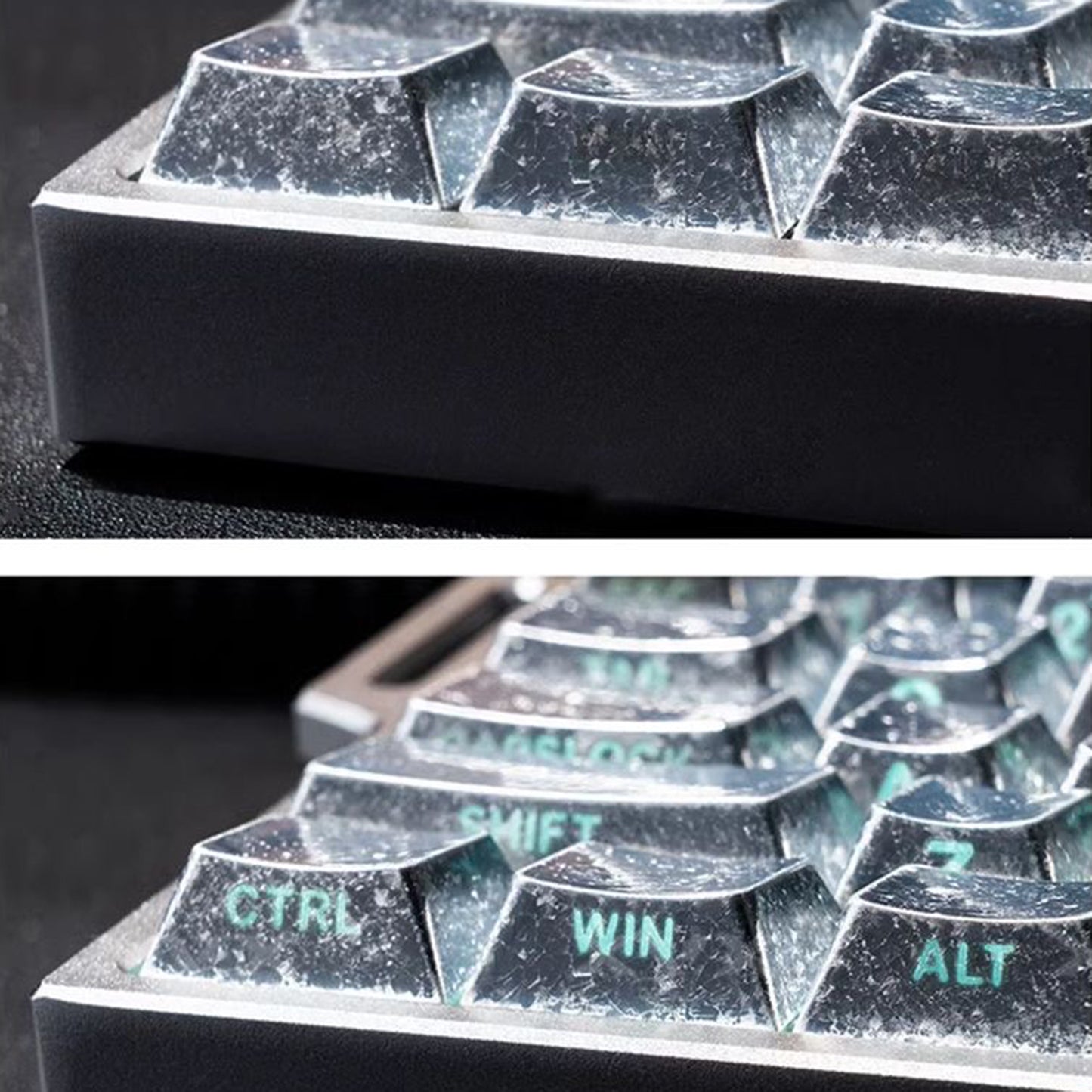 YMDK Frost keycaps Metal Texture Keyboard Caps 61 Keys PBT Dye Sub Cherry Profile Custom Side-lit Keycap for 60 Layout MX Mechanical Keyboards