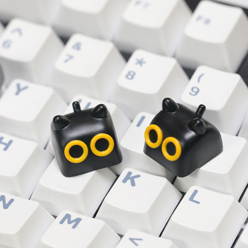 YMDK 1 pcs Cat Cute Black White Gray Purple Cartoon Resin Personalized Custom Keycaps for MX Gaming Mechanical keyboard