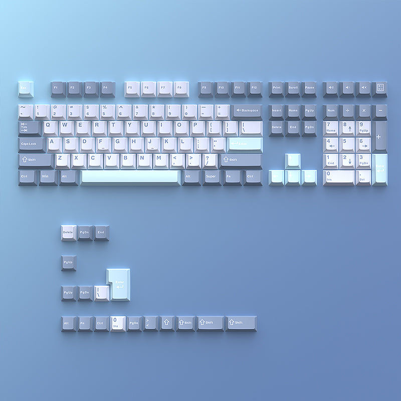 YMDK Cloud Lake Theme Keycaps 126 Keys Cherry Profile PBT Dye Sub Keycaps Custom Key Caps for MX Mechanical Keyboards