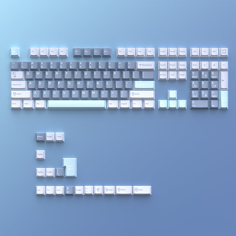 YMDK Cloud Lake Theme Keycaps 126 Keys Cherry Profile PBT Dye Sub Keycaps Custom Key Caps for MX Mechanical Keyboards