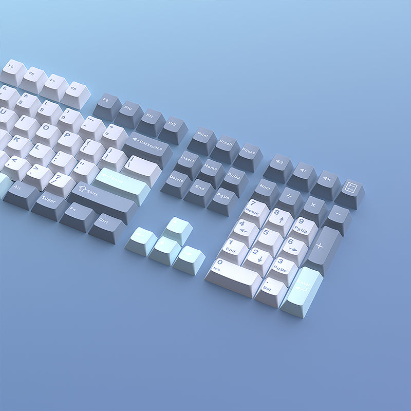 YMDK Cloud Lake Theme Keycaps 126 Keys Cherry Profile PBT Dye Sub Keycaps Custom Key Caps for MX Mechanical Keyboards