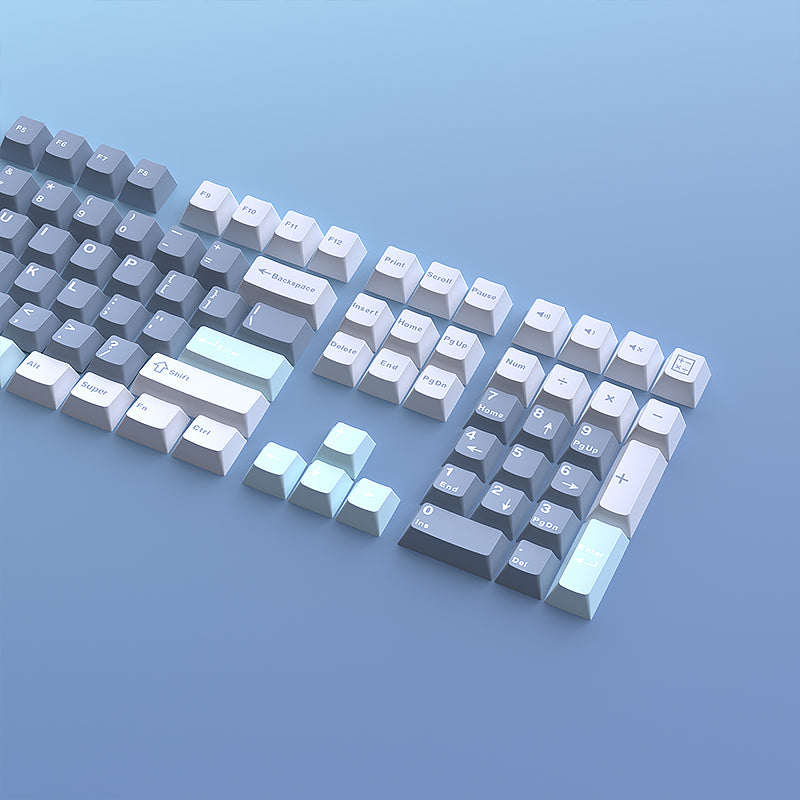 YMDK Cloud Lake Theme Keycaps 126 Keys Cherry Profile PBT Dye Sub Keycaps Custom Key Caps for MX Mechanical Keyboards