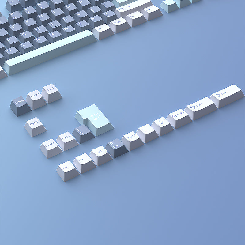 YMDK Cloud Lake Theme Keycaps 126 Keys Cherry Profile PBT Dye Sub Keycaps Custom Key Caps for MX Mechanical Keyboards