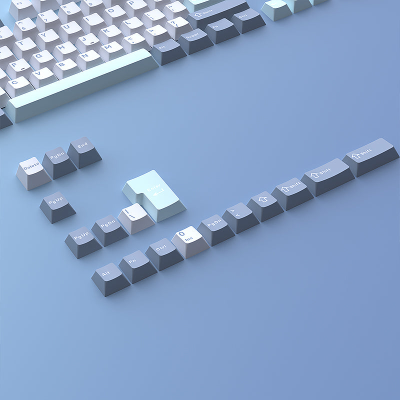 YMDK Cloud Lake Theme Keycaps 126 Keys Cherry Profile PBT Dye Sub Keycaps Custom Key Caps for MX Mechanical Keyboards