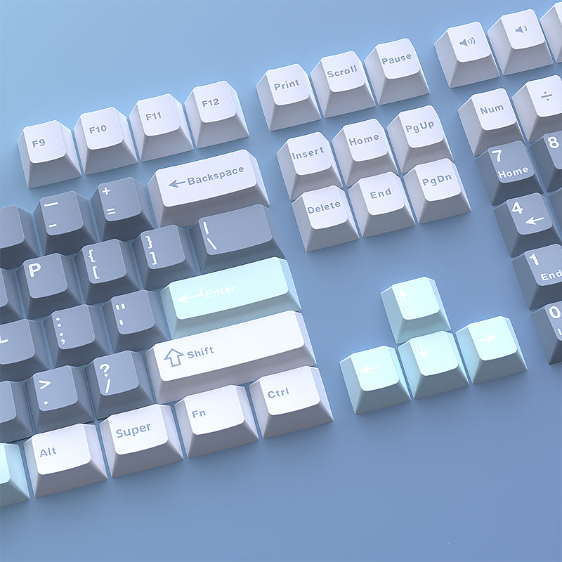 YMDK Cloud Lake Theme Keycaps 126 Keys Cherry Profile PBT Dye Sub Keycaps Custom Key Caps for MX Mechanical Keyboards