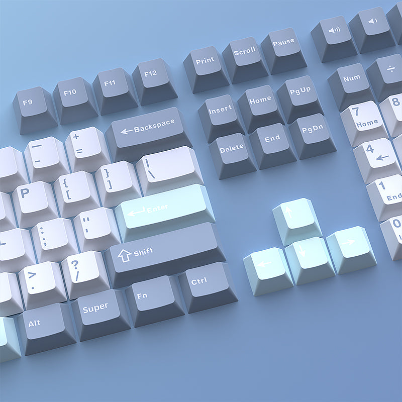 YMDK Cloud Lake Theme Keycaps 126 Keys Cherry Profile PBT Dye Sub Keycaps Custom Key Caps for MX Mechanical Keyboards