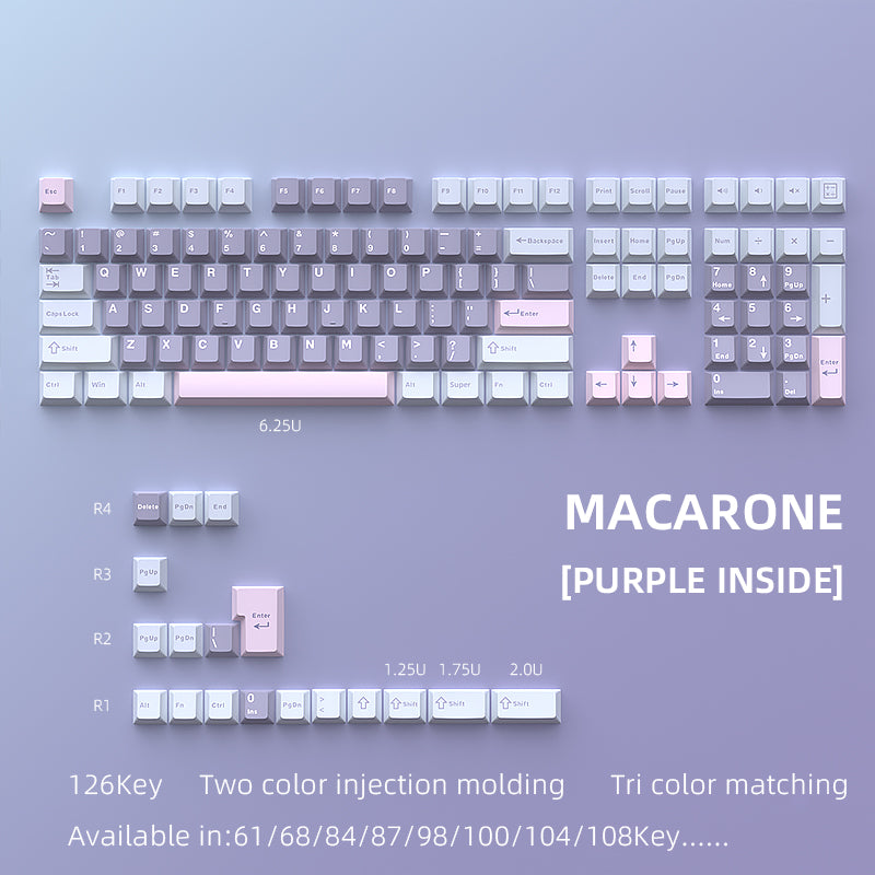 YMDK Macarons Theme Keycaps 126 Keys Cherry Profile PBT Dye Sub Keycaps Cool Custom Key Caps for MX Mechanical Keyboards