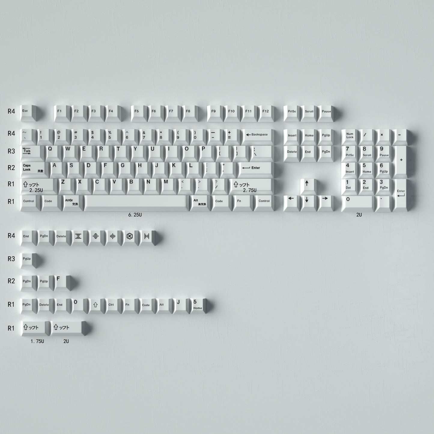 YMDK Minimalist English Japanese Thai Full Set Keycaps PBT Dye Sub Cherry Profile for 61/75/87/98/100/104 MX Mechanical Keyboard