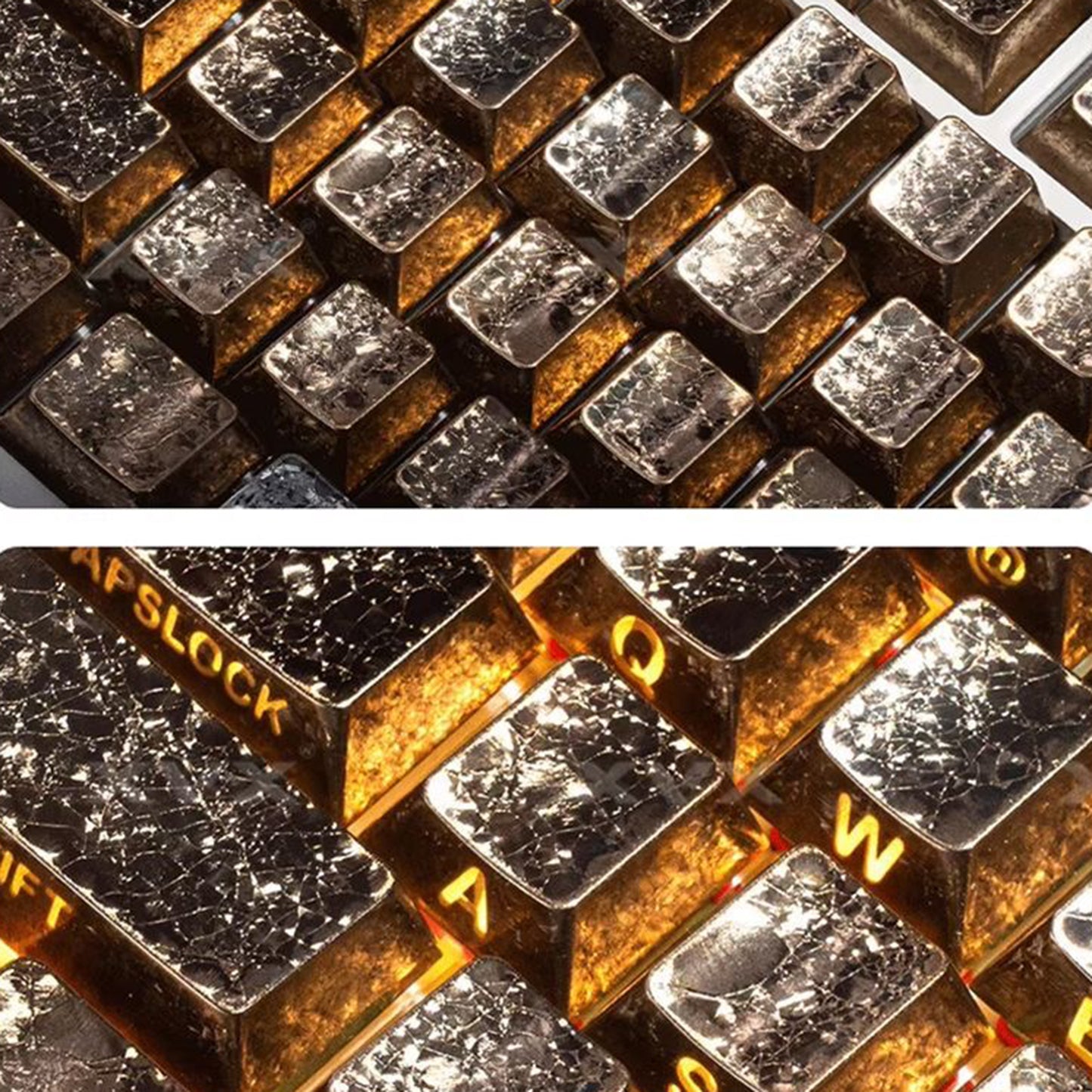 YMDK Frost keycaps Metal Texture Keyboard Caps 61 Keys PBT Dye Sub Cherry Profile Custom Side-lit Keycap for 60 Layout MX Mechanical Keyboards