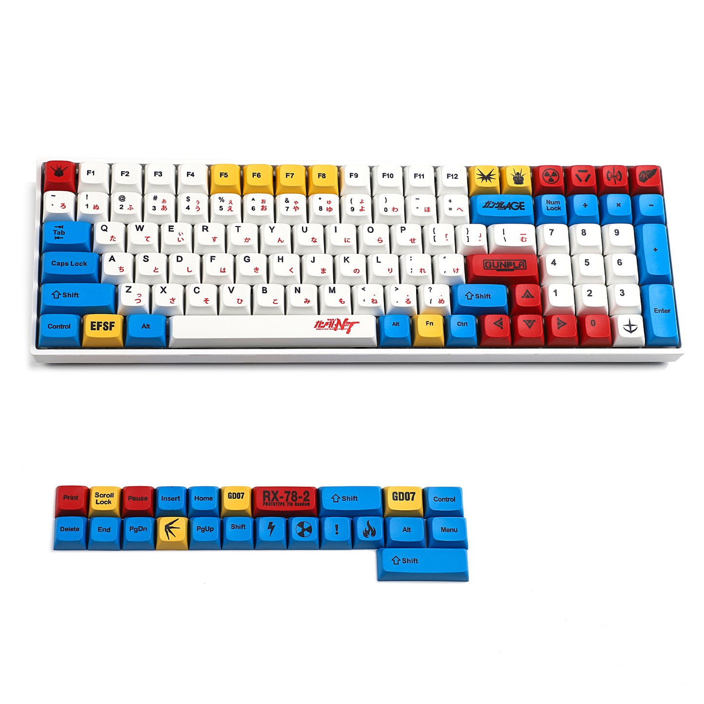 YMDK Gundam 123 Keycaps(ZDA Profile Dye Sub 1.55mm Thickness/104 87 61 Melody 96 KBD75 ID80 GK64 68 Using)