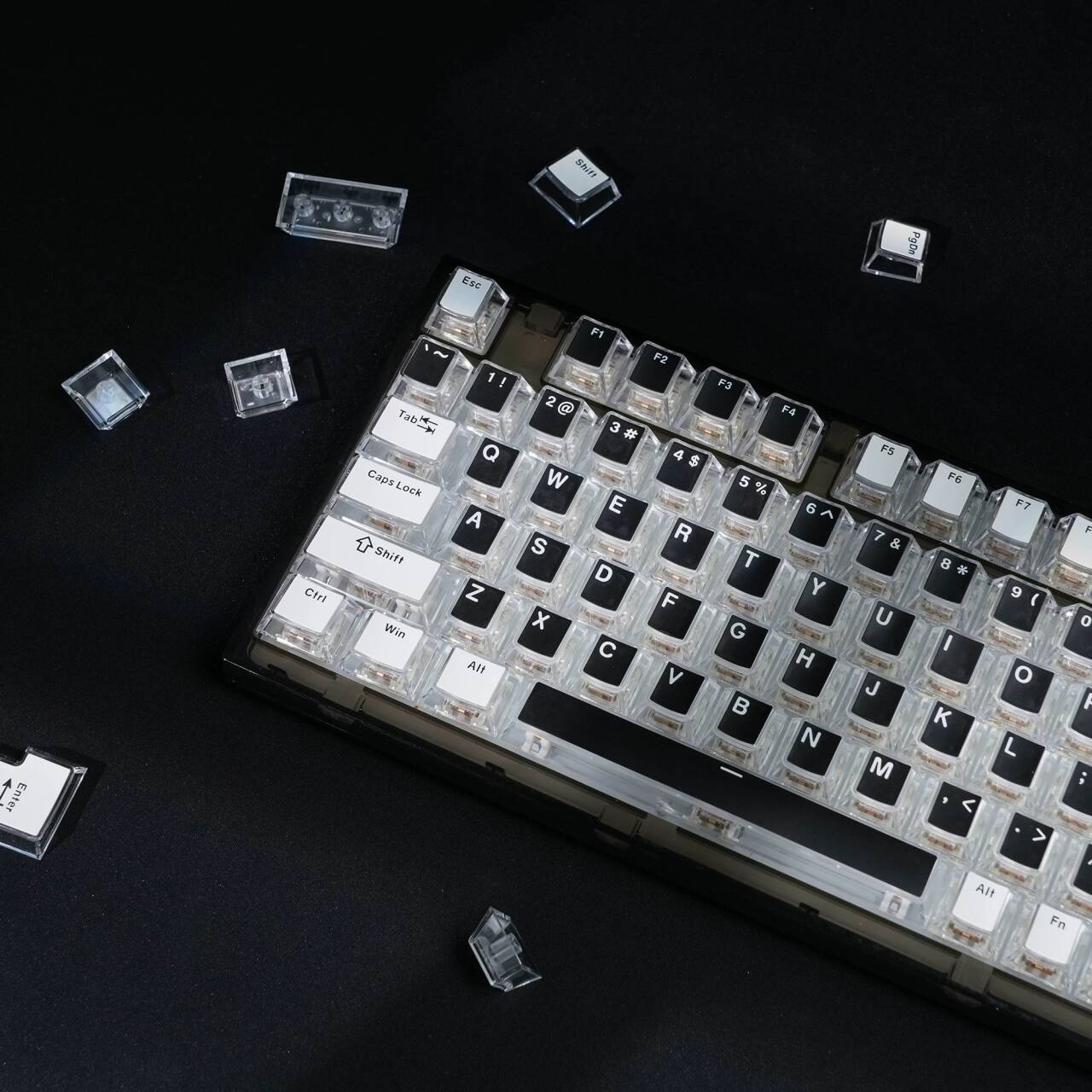 YMDK Water Cube Complete Set Keycaps Personalized Four-sided Light-transmitting Keycap Cherry Profile PBT PC for MX Mechanical Keyboard