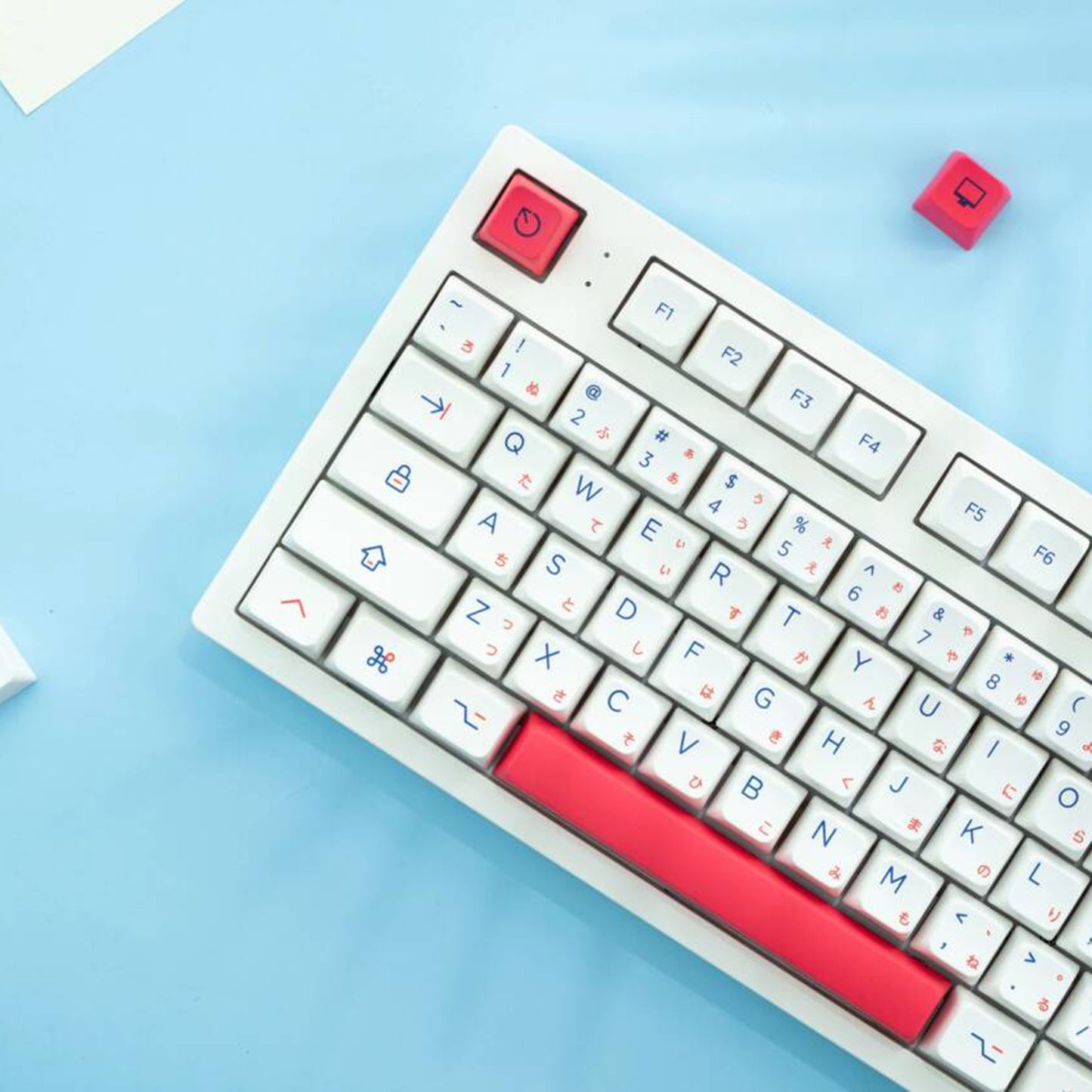 YMDK Red and Blue Color Keycaps 142 Keys MDA Profile PBT Dye Sublimation for mechanical keyboard