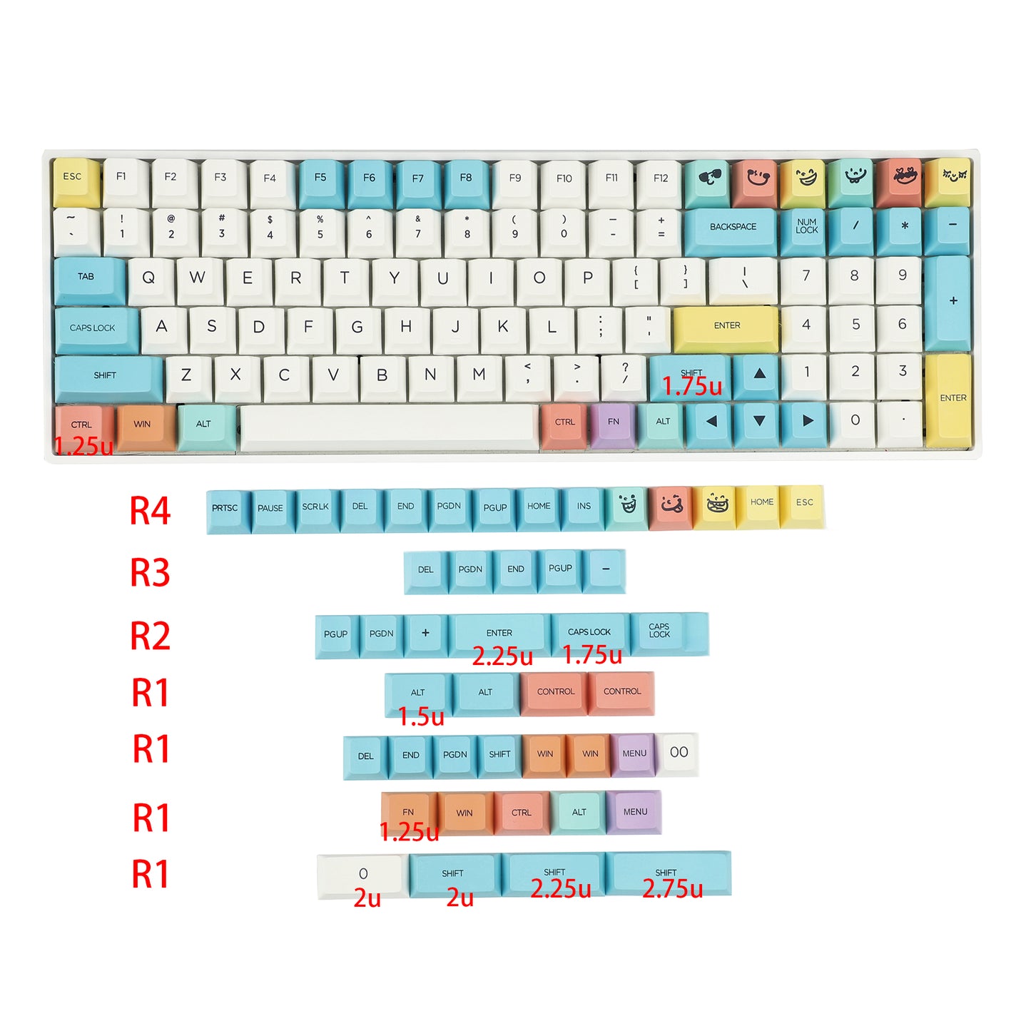 146 Chalk Keycaps(Dye Sub Cherry Profile/96 84 104 87 61 64 68 Using)