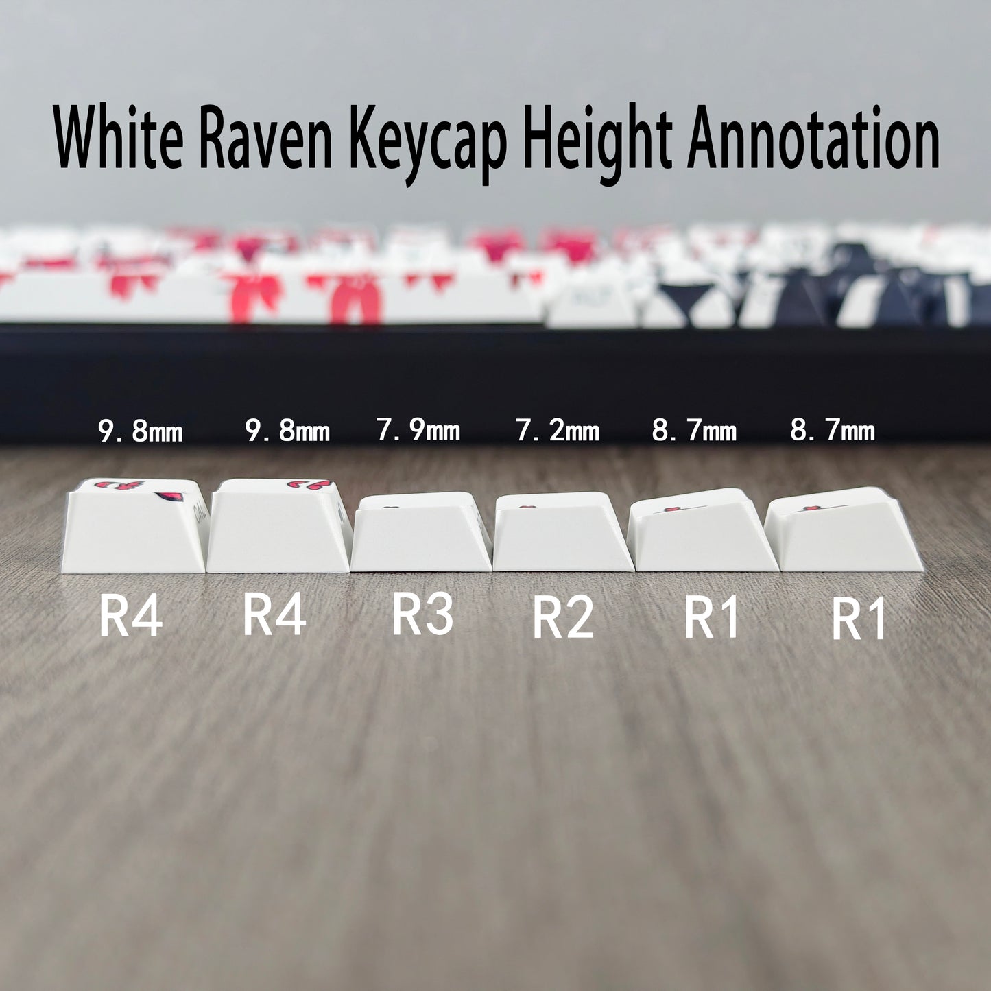 YMDK 131 Raven Sakura Keycap Cherry Profile Double Shot Sidelit Shine Through PBT Keycaps for 65/75/87/98/100/104 MX Mechanical Keyboard