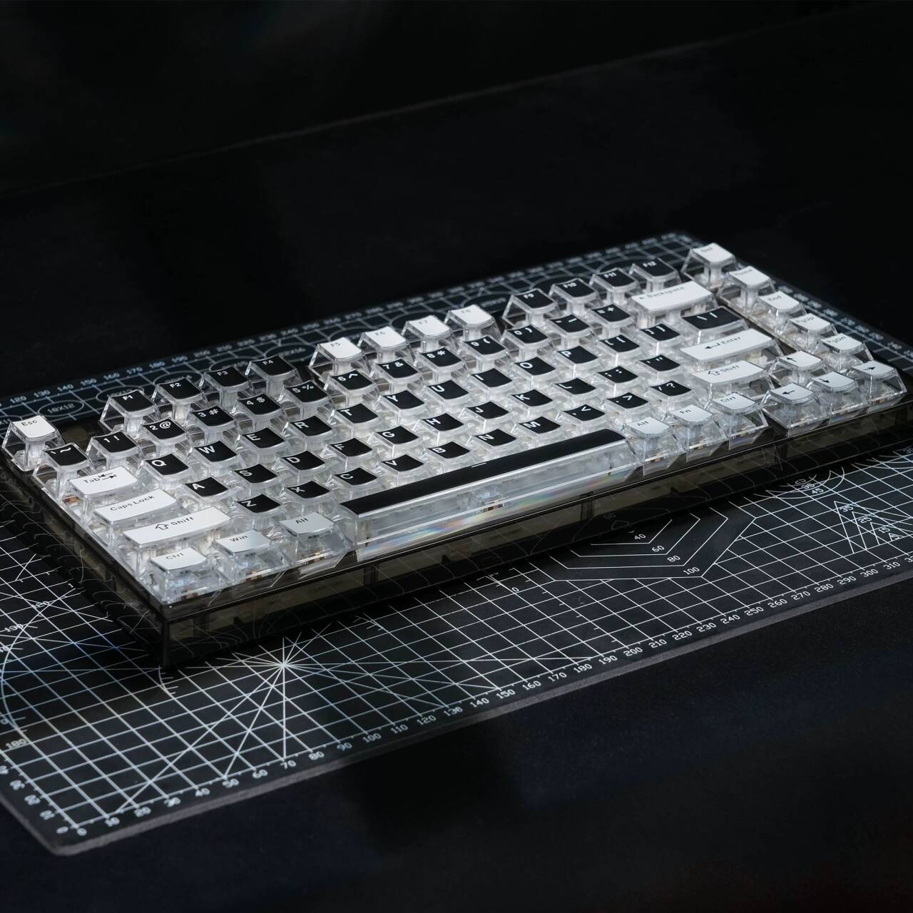 YMDK Water Cube Complete Set Keycaps Personalized Four-sided Light-transmitting Keycap Cherry Profile PBT PC for MX Mechanical Keyboard