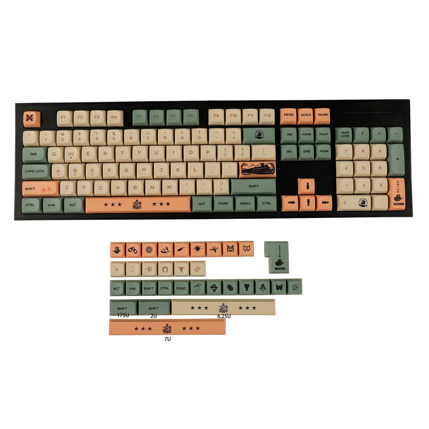 YMDK Cowboys 136 Keycaps(ZDA Profile XDA v2 Dye Sub PBT For 104 TKL 60% 96 84 68 64)