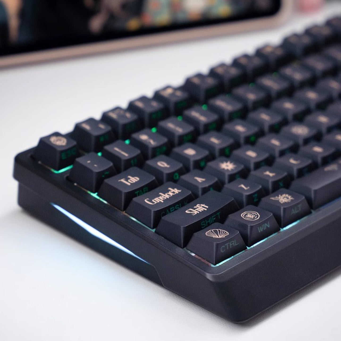 YMDK End of Time Theme 128 keys PBT Keycap Side-lit Shine Through Top Print Dye Sub Cherry Profile Custom Keycaps for MX Mechanical Keyboard