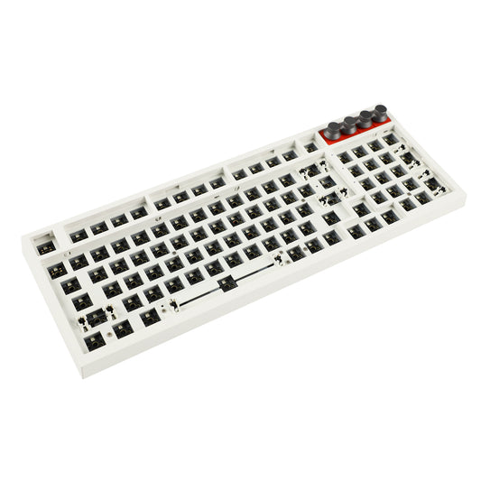 GK980 Plastic Triple-Mode 4 Knobs Gasket RGB Hot Swappable Macro Programmable Bluetooth Wired 2.4G Mechanical Keyboard  Kit