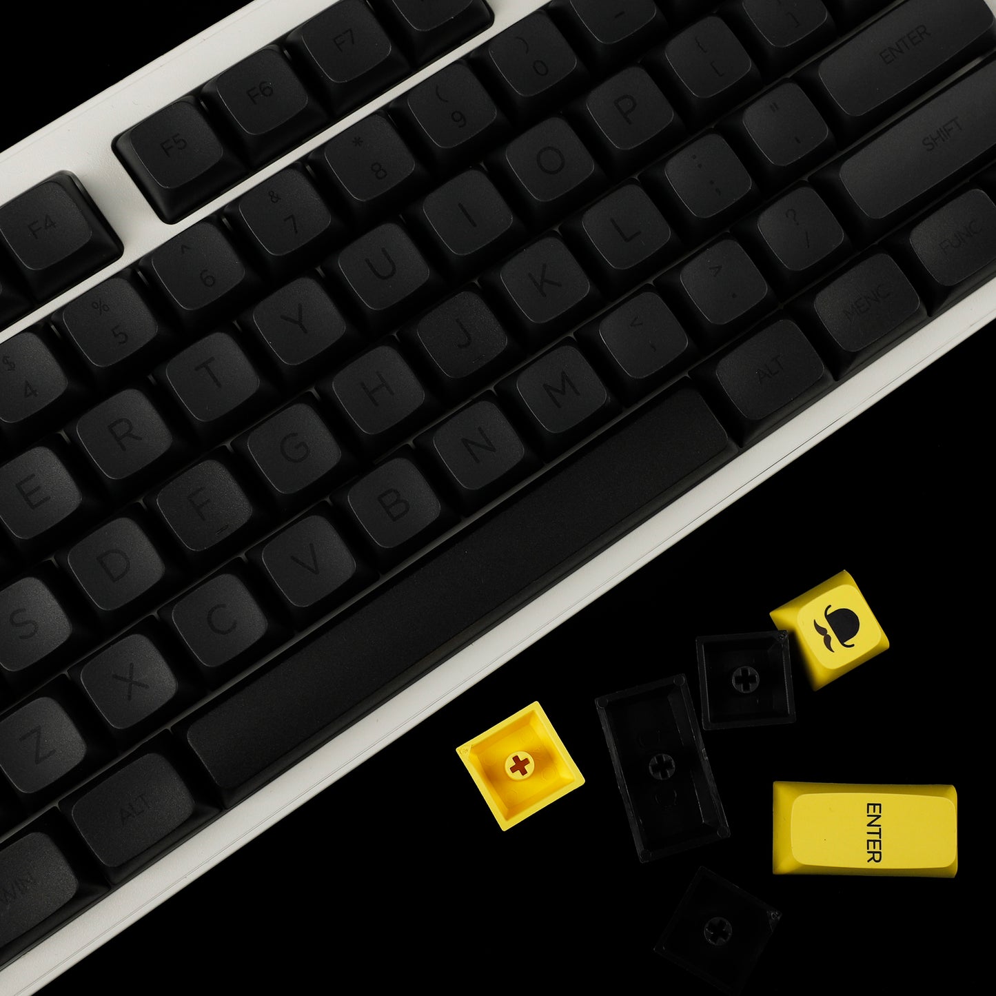 YMDK Gentleman Yellow Gray 125 Keycaps(ZDA Profile XDA v2 Dye Sub PBT For 104 TKL 60% 96 84 68 64)