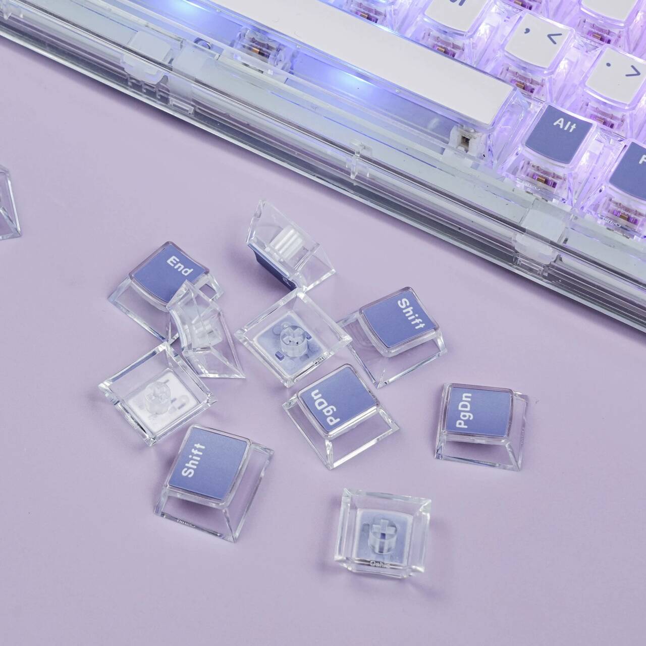 YMDK Water Cube Complete Set Keycaps Personalized Four-sided Light-transmitting Keycap Cherry Profile PBT PC for MX Mechanical Keyboard