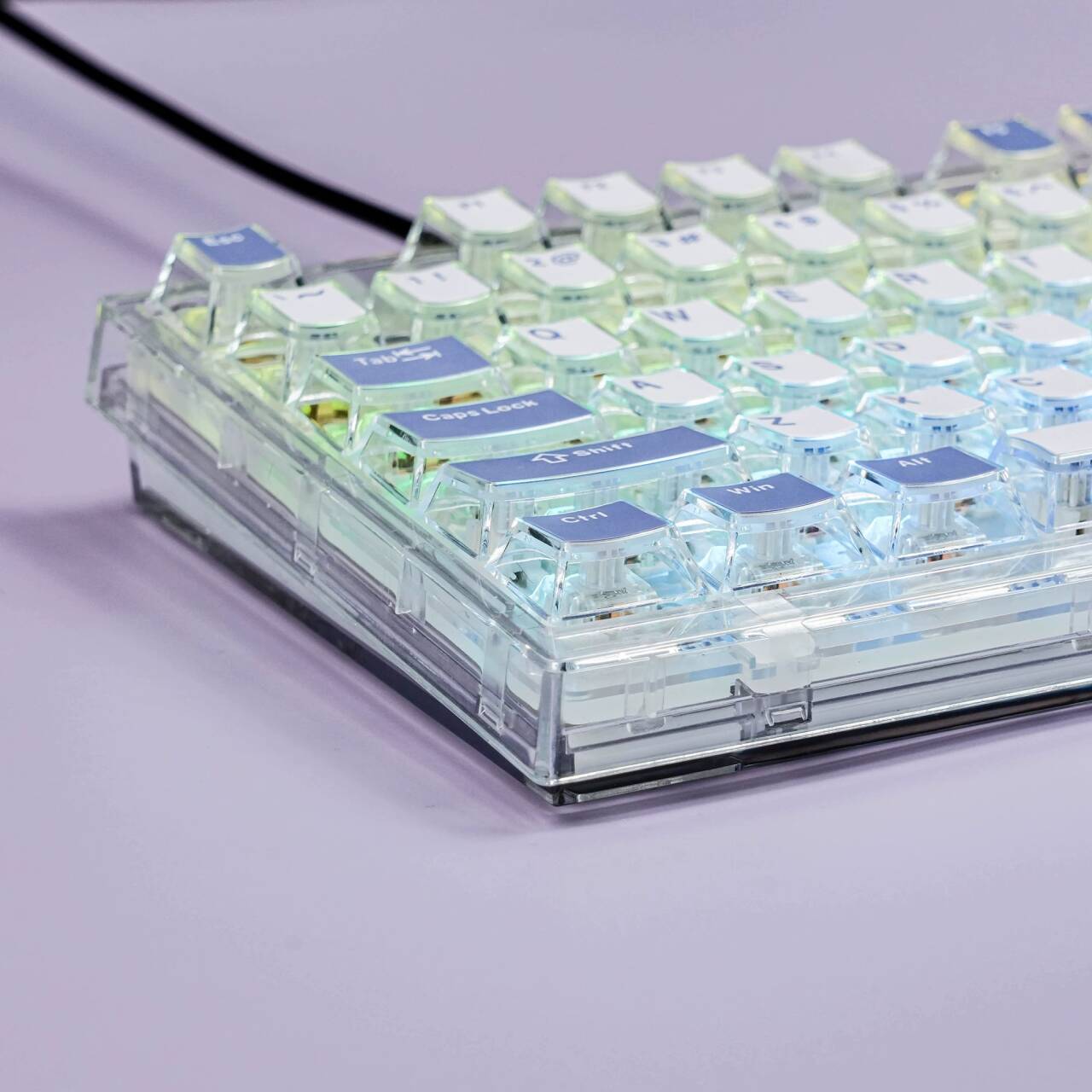 YMDK Water Cube Complete Set Keycaps Personalized Four-sided Light-transmitting Keycap Cherry Profile PBT PC for MX Mechanical Keyboard