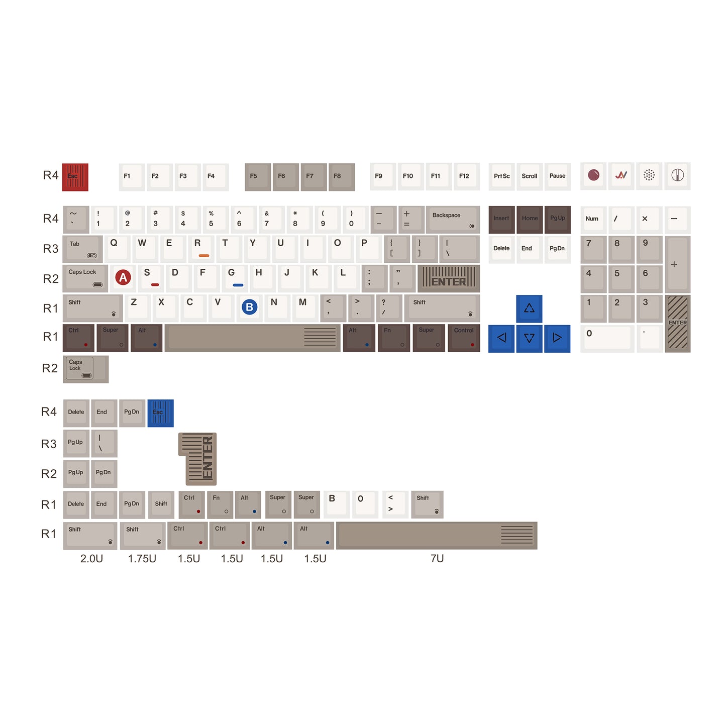 YMDK 138 Keys 1989 Dye Sub PBT Cherry Profile Top Print Keycap for 61 68 75 84 87 96 104 108 MX Mechanical Keyboard Layout