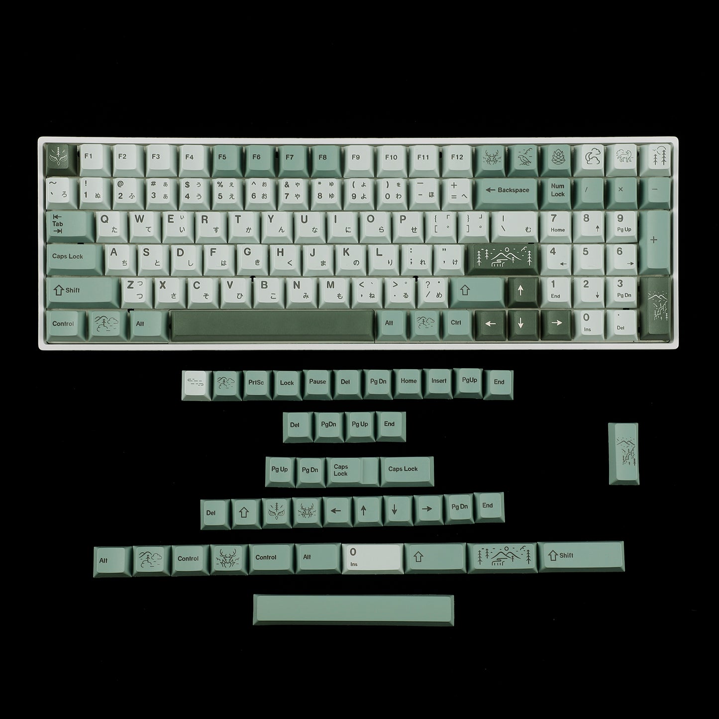 YMDK Dense Fog 142 key Cherry Profile Keycaps(Dye Sub 1.5mm/ANSI104 TKL GK61 96 75 GMMK NCR80 Using)