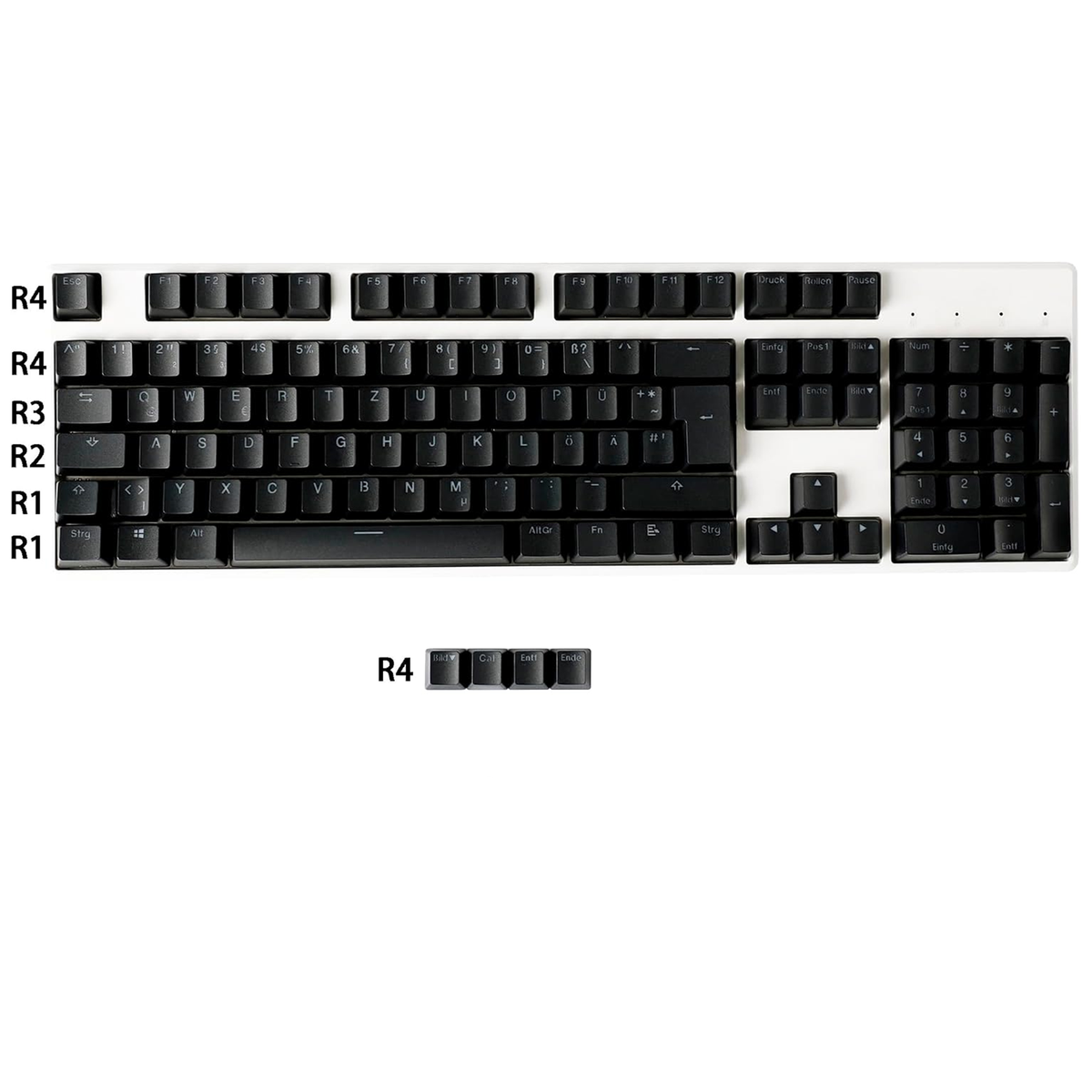 YMDK 105 German ISO Double Shot PBT Shine Through OEM Profile Keycap set Suitable For Cherry MX Switches Mechanical Keyboard