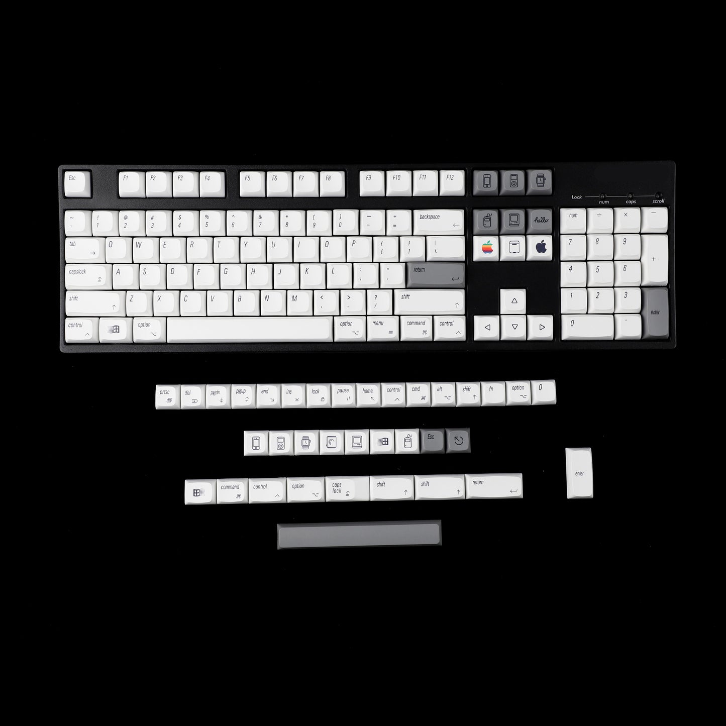 YMDK 139 Mac Keycaps XDA v2 Profile Normcore Style Gray White Dye Sub PBT White For 104 TKL 60% 96 84 68 64 MX Switches Keyboard