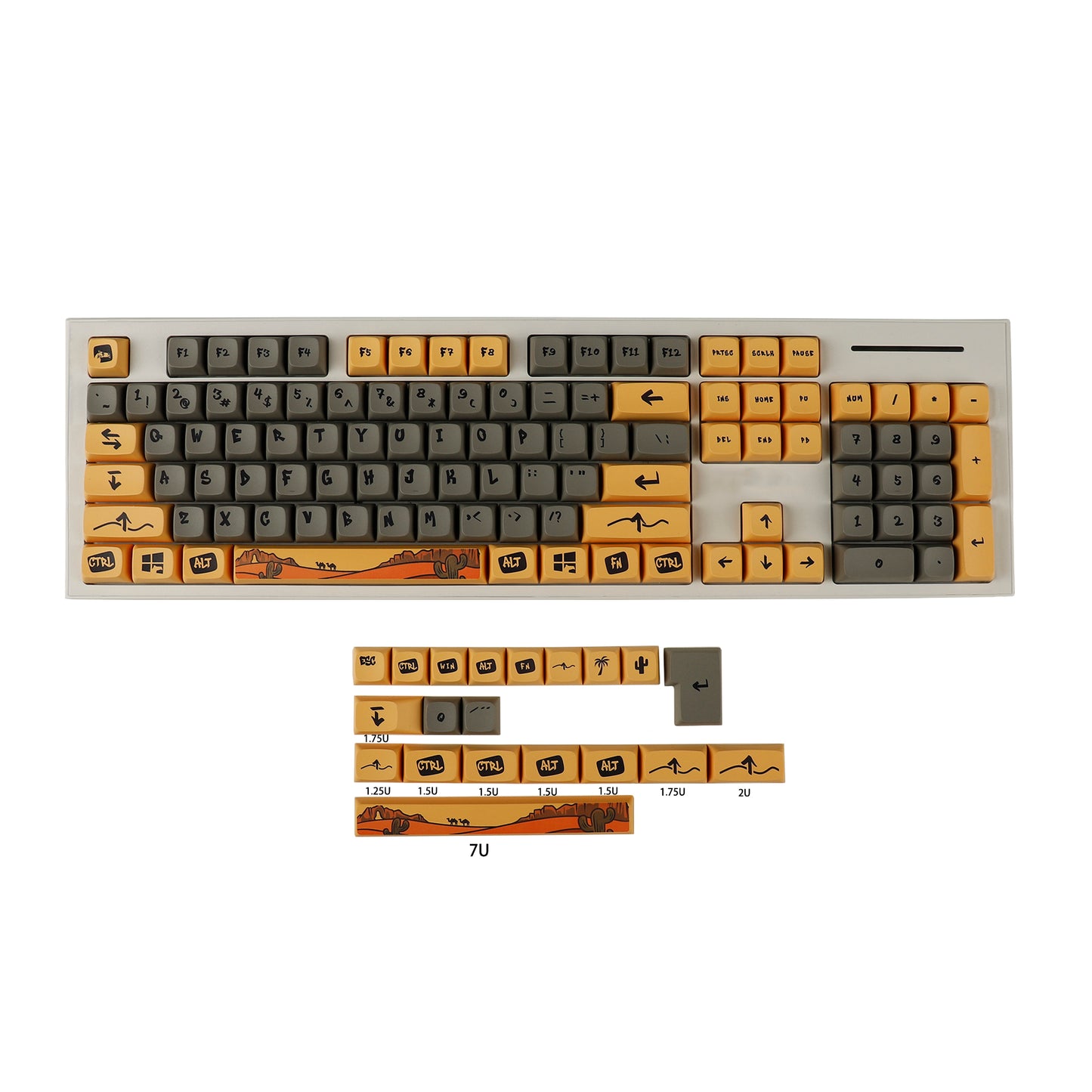 YMDK Camel 124 Keycaps( ZDA Profile XDA v2 Dye Sub PBT For 104 TKL 60% 96 84 68 64)