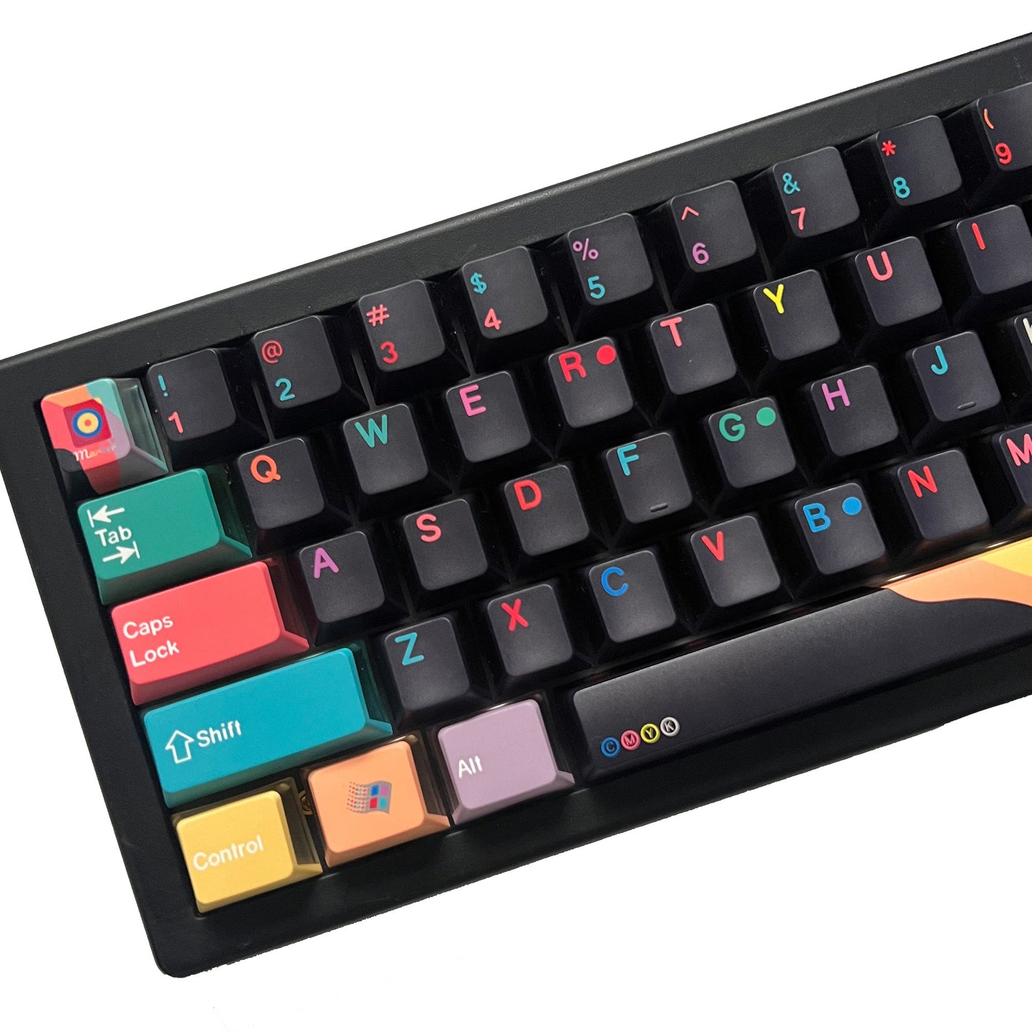 YMDK 134 Key Cherry Profile 3 Sides Shine Through Pudding Marker Theme Dye Sub PC+PBT Keycaps for MX Mechanical Keyboard