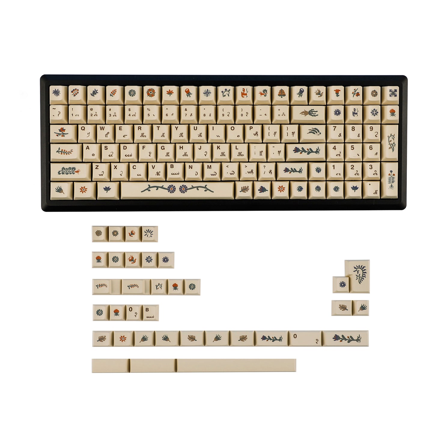 Manuscript Theme Keycaps 135 Keys PBT Dye Sublimation Top Print Cherry Profile Keycap For Mechanical keyboard
