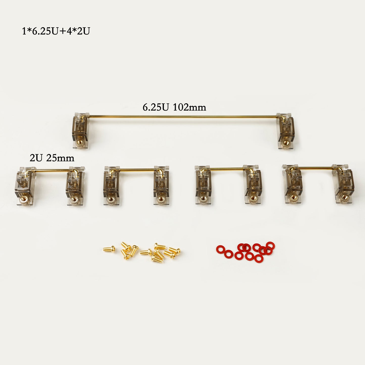 YMDK V3 Smokey PCB Mount Gold Screw in Stabilizers( No Dropping Wire for PCB)
